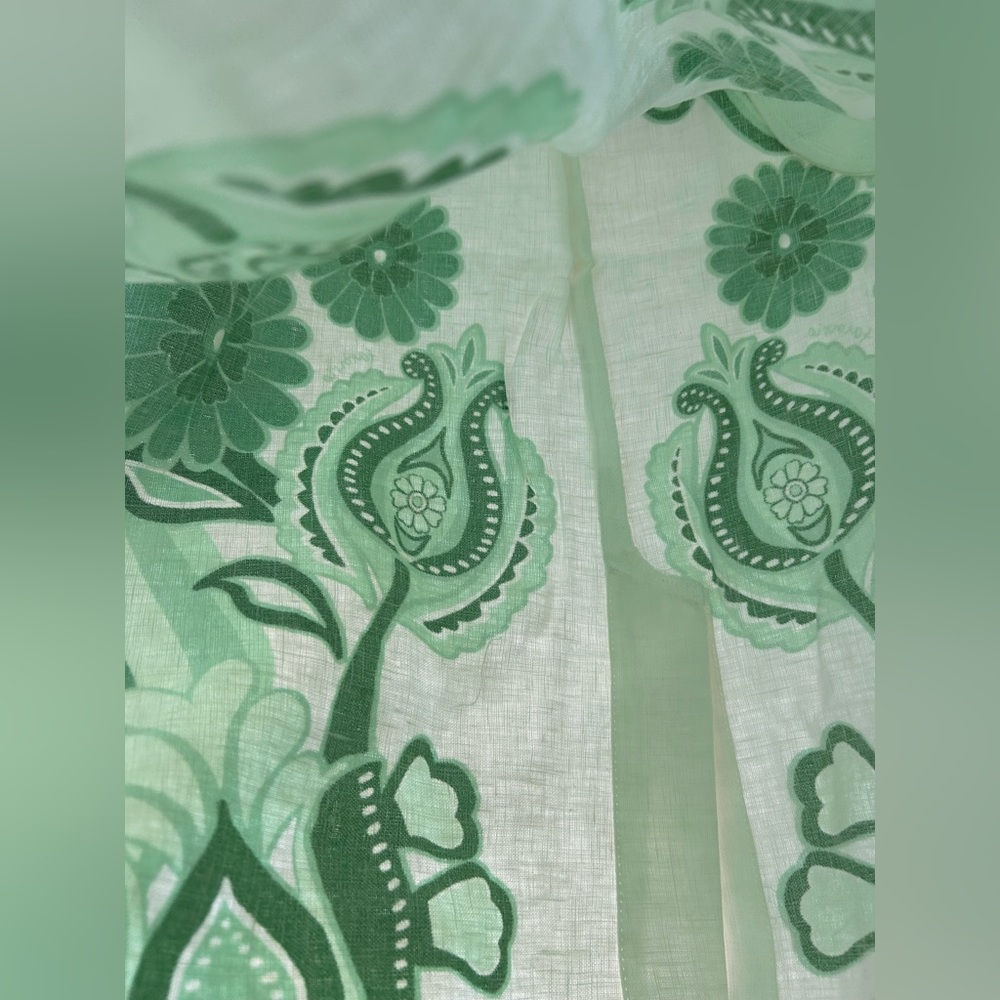 Farm Rio Green white floral embroidered Richelieu Midi Skirt - Picture 5 of 7